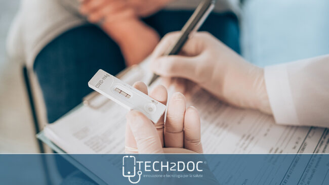 Man wearing holographic virtual reality glasses during medical research.