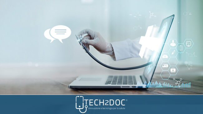 Man wearing holographic virtual reality glasses during medical research.