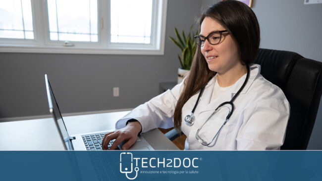 Man wearing holographic virtual reality glasses during medical research.