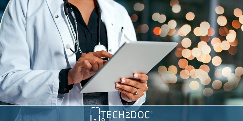 Man wearing holographic virtual reality glasses during medical research.