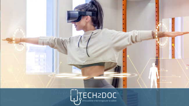 Man wearing holographic virtual reality glasses during medical research.